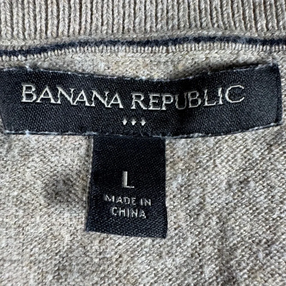 Banana Republic V-Neck Sweater Mens L Tan Excellent Cotton Blend Knit RN54023